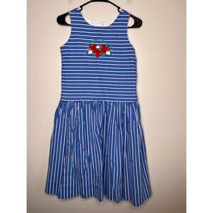1980s Fast Friends Stripes Strawberry Cottage Coquette Kidcore Jumper Dress S